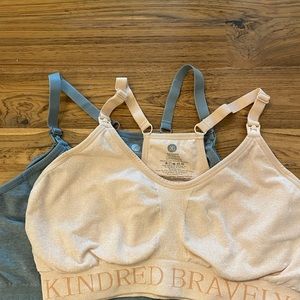 Kindred Bravely Nursing Sports Bra Bundle (L) - Seaglass Heather & Pink